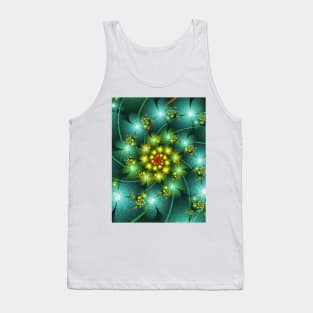 Spiraling Turquoise Flowers Tank Top